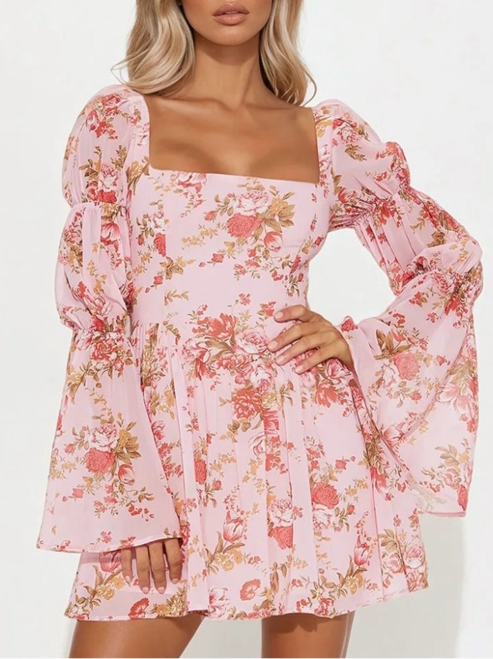 Fashion Nova - Gloria Chiffon Mini Dress